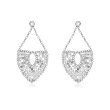 Punk Style Metal Sequin Heart Shaped Shinny Crystal Earrings